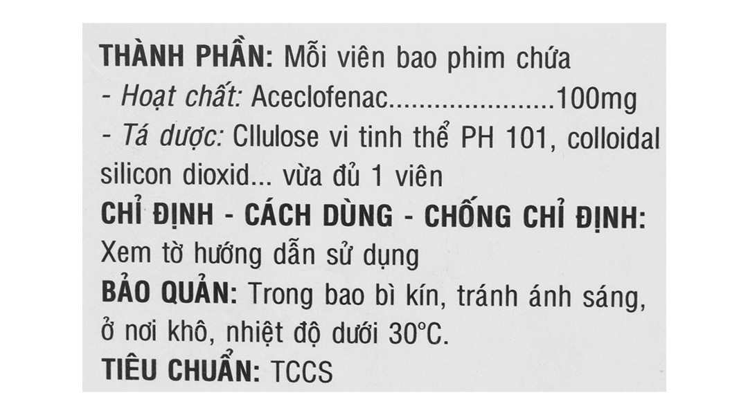 Aclon 100mg giảm đau và kháng viêm xương khớp