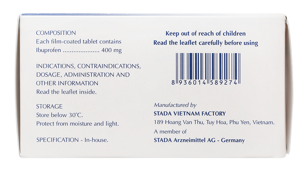 Ibuprofen Stada 400mg giảm đau, kháng viêm xương khớp