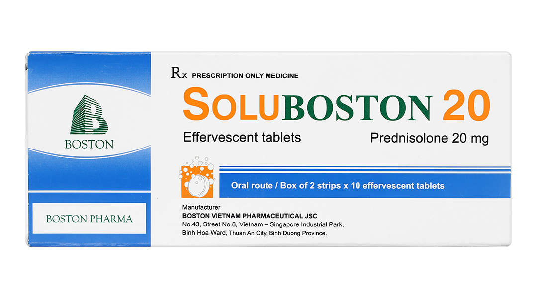 Viên sủi SoluBoston 20 trị hoặc giảm các triệu chứng viêm