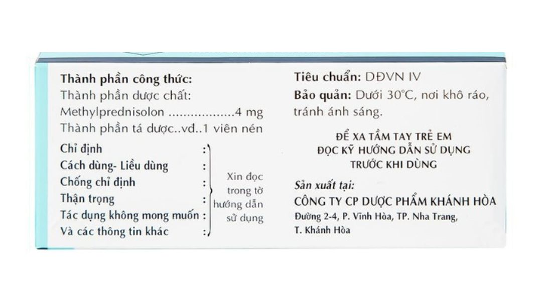 Methylprednisolon 4 Khapharco kháng viêm, ức chế miễn dịch