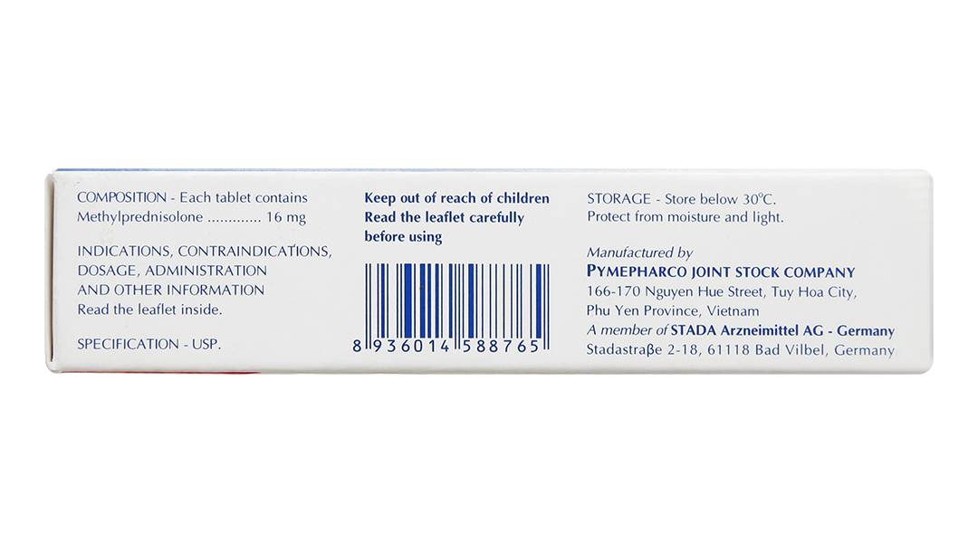 Methylprednisolone STADA 16mg kháng viêm, ức chế miễn dịch