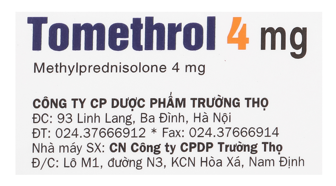 Tomethrol 4mg chỉ định cho các trường hợp cần glucocorticoid