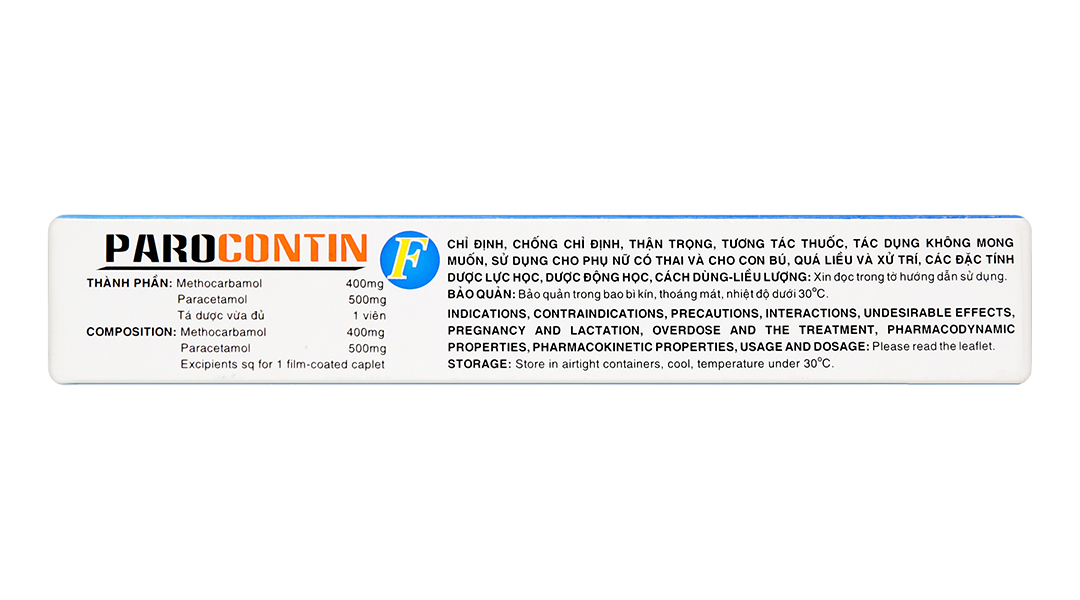 Parocontin F giảm đau trường hợp có liên quan đến co thắt cơ - xương