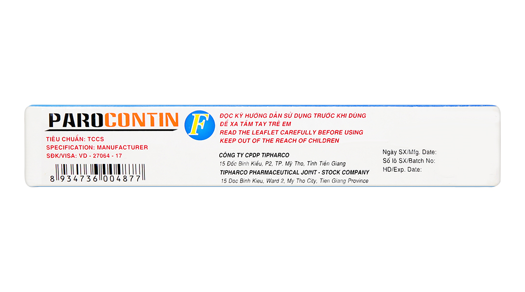 Parocontin F giảm đau trường hợp có liên quan đến co thắt cơ - xương