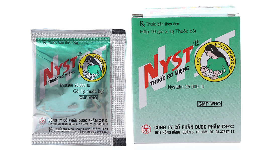 Thuốc bột rơ miệng Nyst trị bệnh Candida miệng