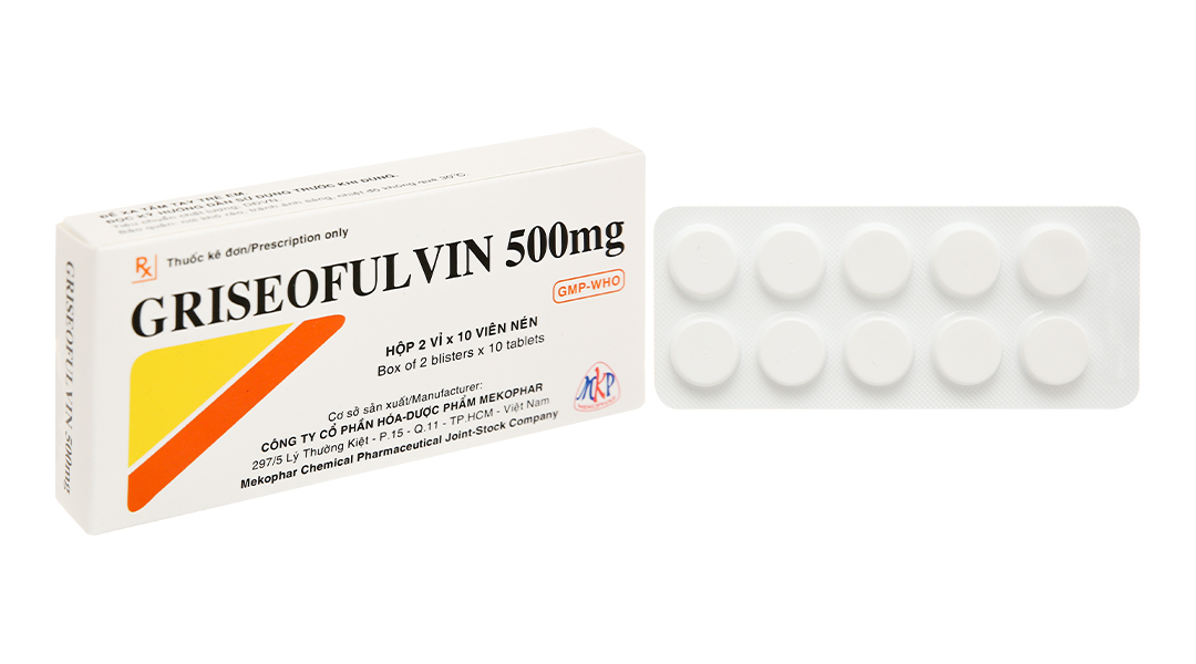 Griseofulvin Mekophar 500mg trị nấm da, tóc và móng