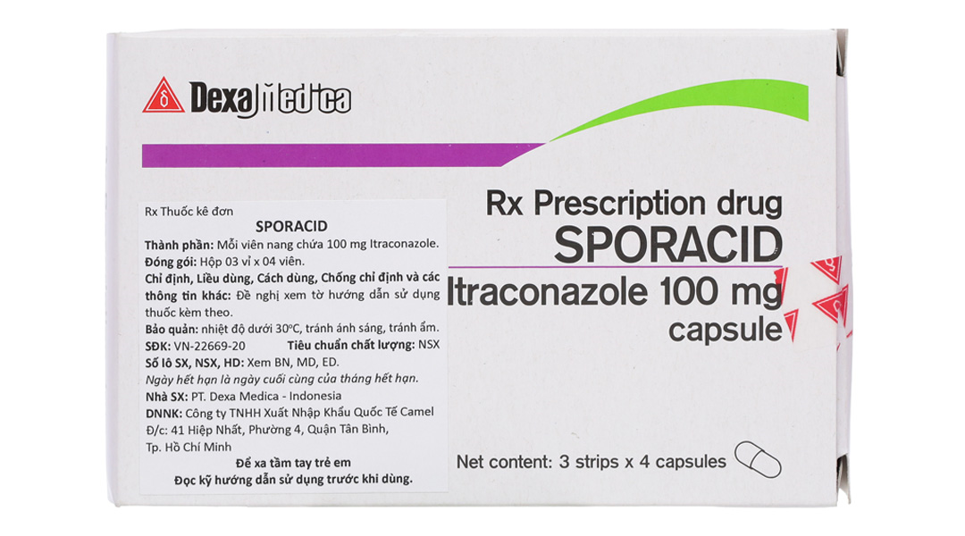 Sporacid 100mg trị nhiễm nấm Candida