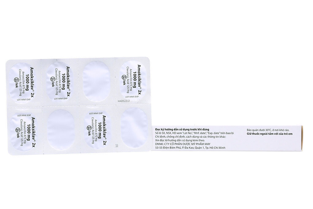 Amoksiklav 2x 1000mg trị nhiễm khuẩn