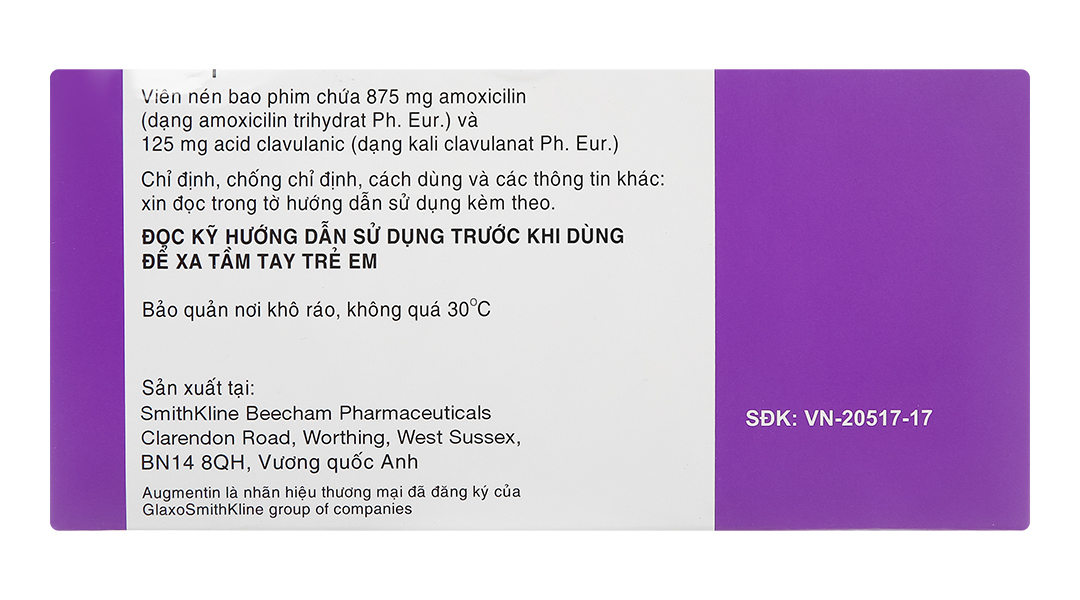 Augmentin GSK 1g điều trị nhiễm khuẩn