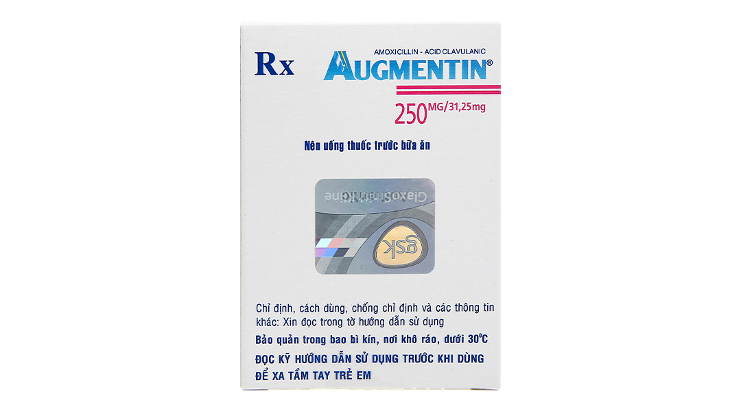 Bột pha hỗn dịch uống Augmentin GSK 250mg/31.25mg điều trị nhiễm khuẩn