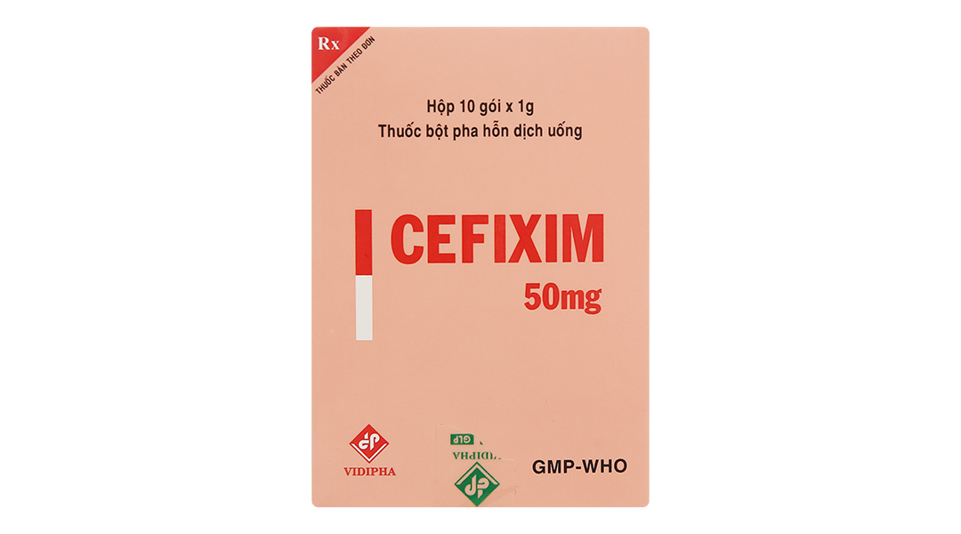 Bột pha hỗn dịch uống Cefixim Vidipha 50mg trị nhiễm khuẩn