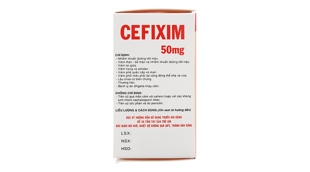 Bột pha hỗn dịch uống Cefixim Vidipha 50mg trị nhiễm khuẩn