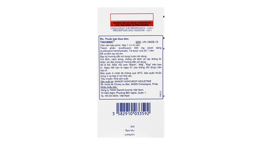 Tavanic 500mg trị nhiễm khuẩn