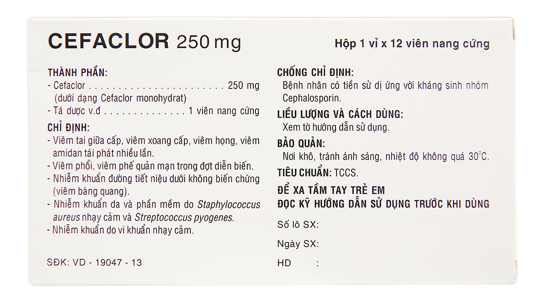 Cefaclor Uphace 250mg điều trị viêm tai giữa cấp, viêm xoang cấp