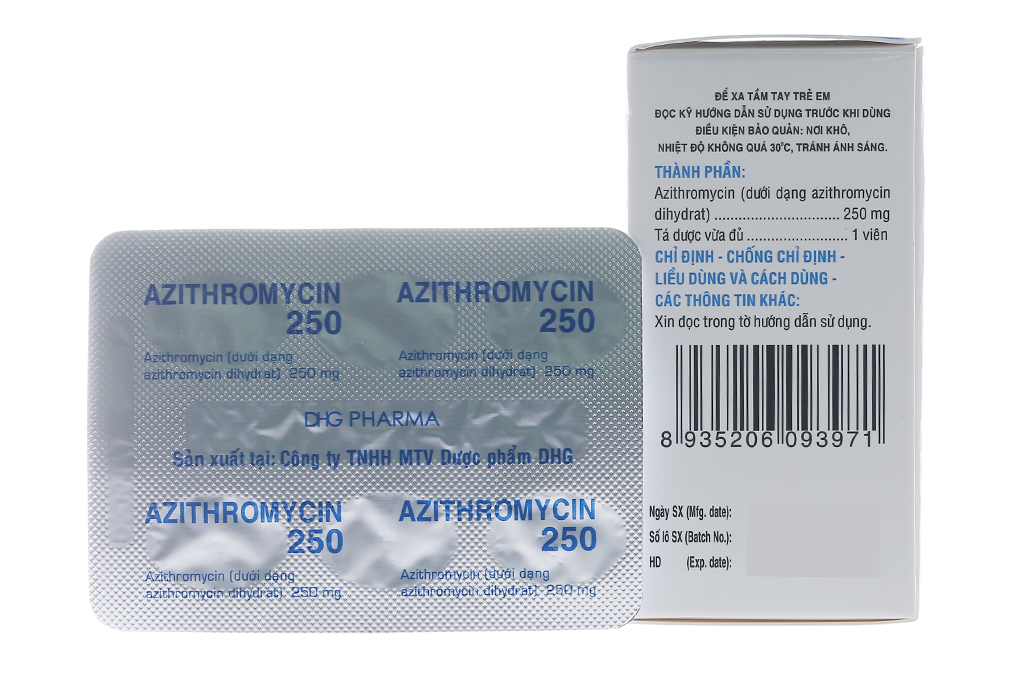 Azithromycin 250 Dược Hậu Giang trị nhiễm khuẩn