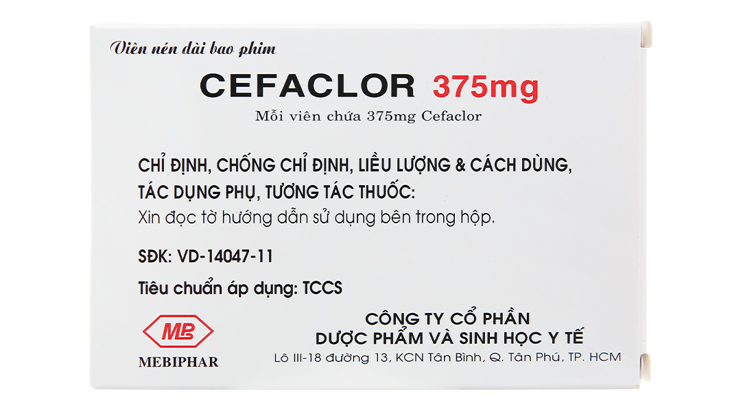 Cefaclor Mebiphar 375mg điều trị nhiễm khuẩn đường hô hấp