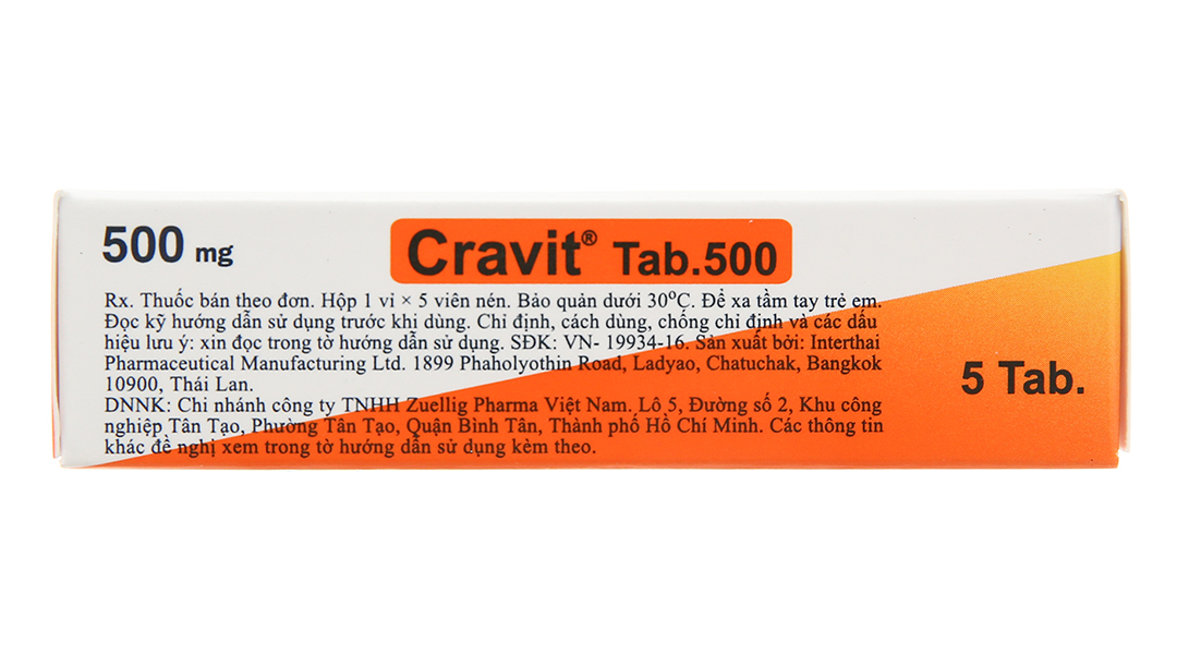 Cravit Tab.500 trị nhiễm khuẩn