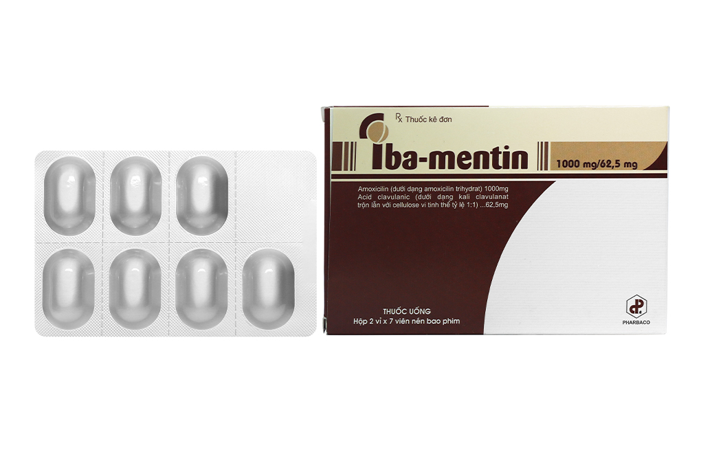 Iba-mentin 1000mg/62.5mg trị nhiễm khuẩn
