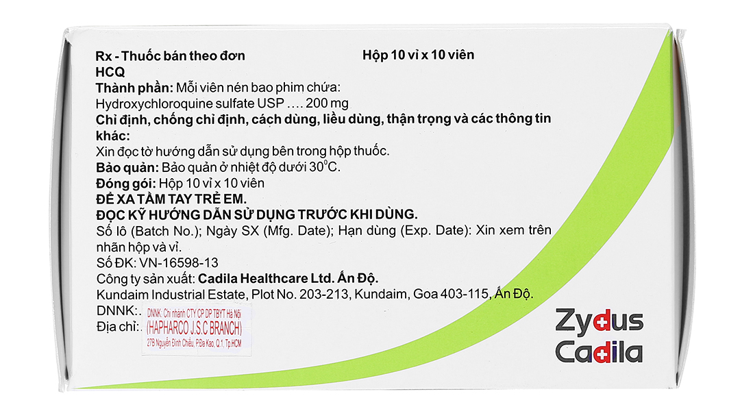 HCQ 200mg trị sốt rét cấp, lupus ban đỏ và viêm khớp dạng thấp