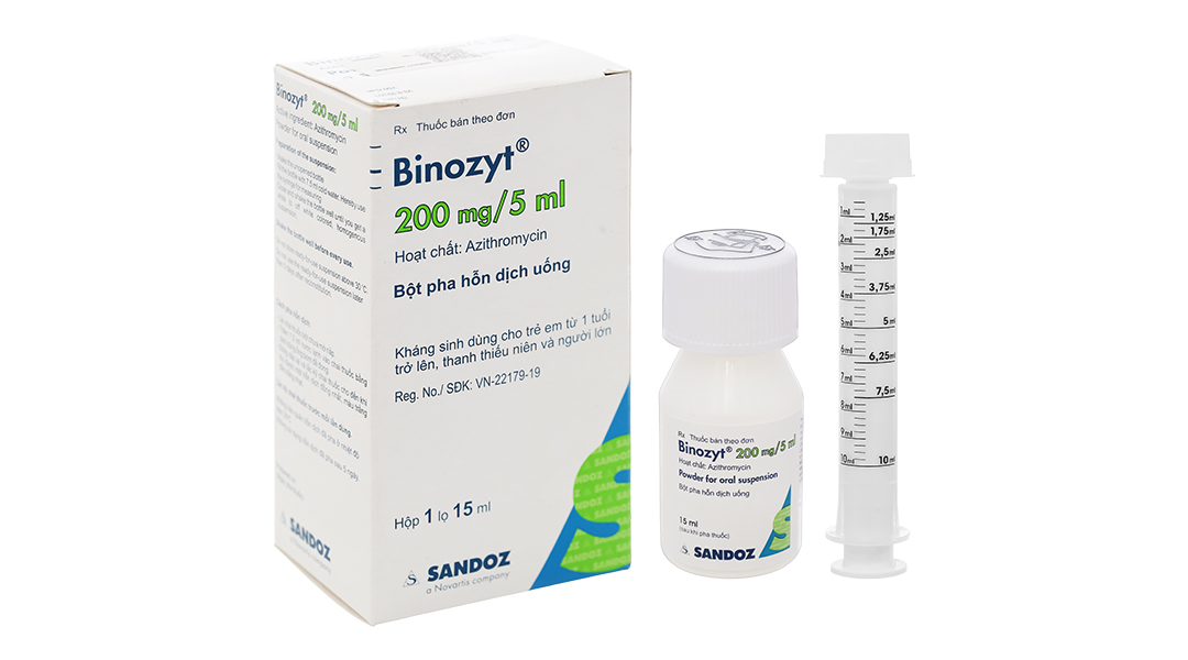 Bột pha hỗn dịch uống Binozyt 200mg/5ml trị nhiễm khuẩn