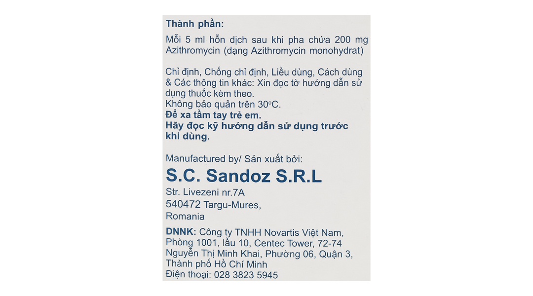 Bột pha hỗn dịch uống Binozyt 200mg/5ml trị nhiễm khuẩn