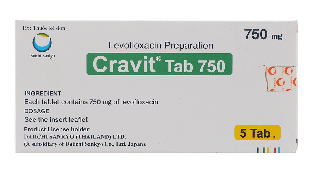 Cravit Tab 750 trị nhiễm khuẩn nhẹ, trung bình và nghiêm trọng