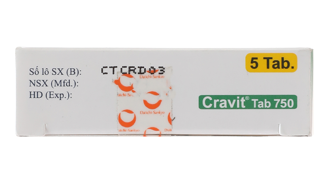 Cravit Tab 750 trị nhiễm khuẩn nhẹ, trung bình và nghiêm trọng