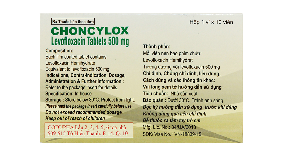 Choncylox 500mg trị nhiễm khuẩn