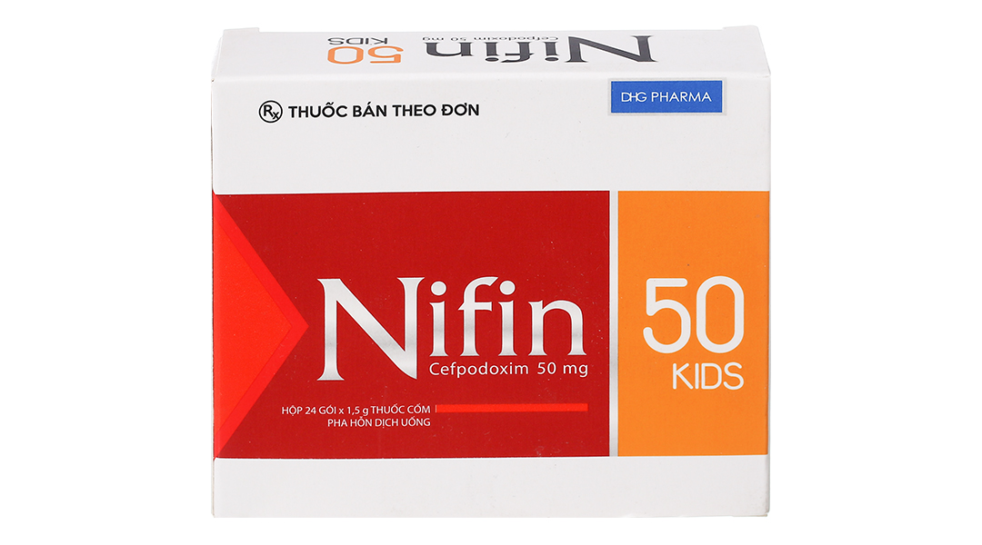 Cốm pha hỗn dịch uống Nifin 50 Kids trị nhiễm khuẩn