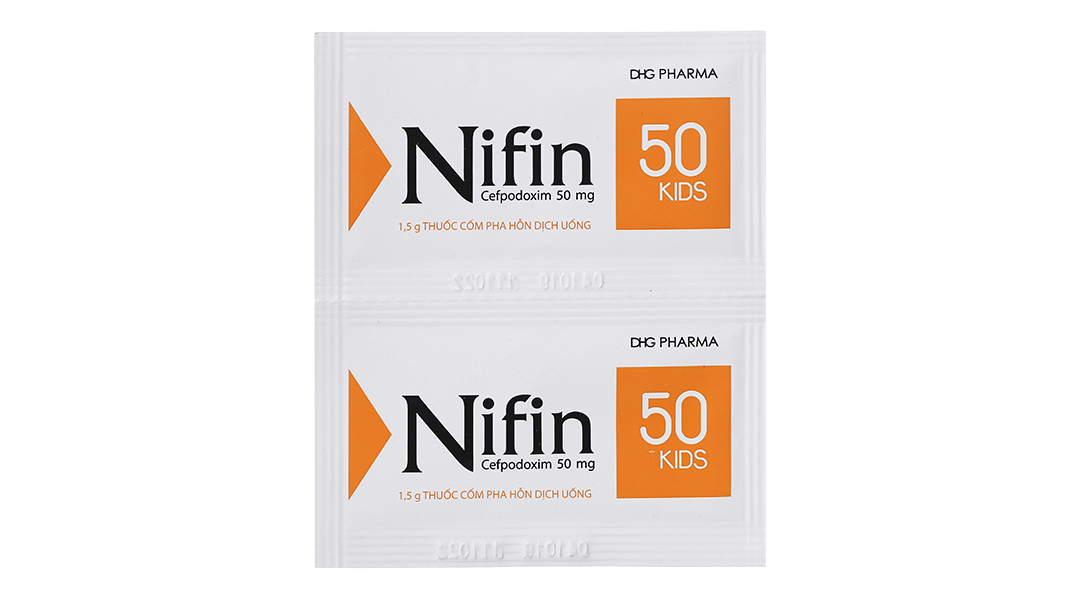 Cốm pha hỗn dịch uống Nifin 50 Kids trị nhiễm khuẩn