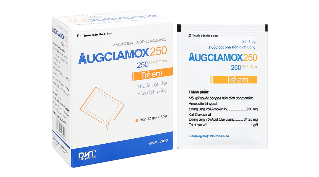 Thuốc bột pha hỗn dịch uống Augclamox 250 trị nhiễm khuẩn