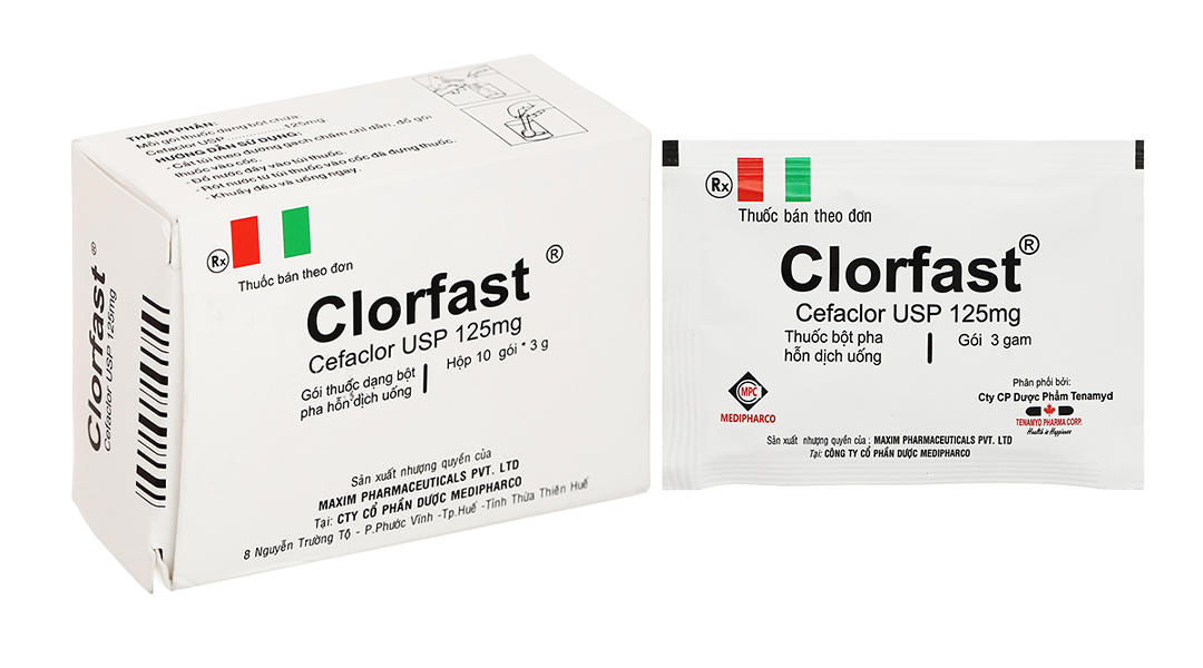 Bột pha hỗn dịch uống Clorfast 125mg trị nhiễm khuẩn