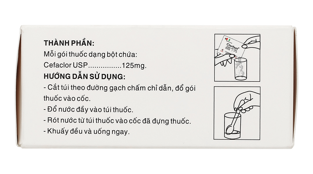 Bột pha hỗn dịch uống Clorfast 125mg trị nhiễm khuẩn