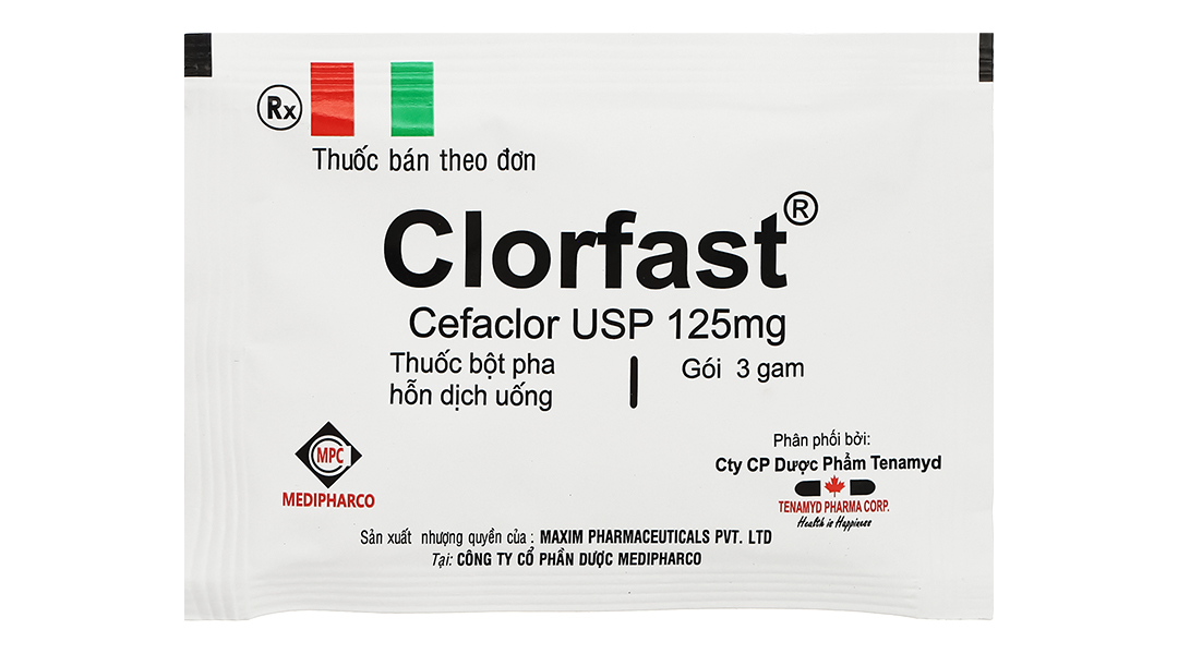Bột pha hỗn dịch uống Clorfast 125mg trị nhiễm khuẩn
