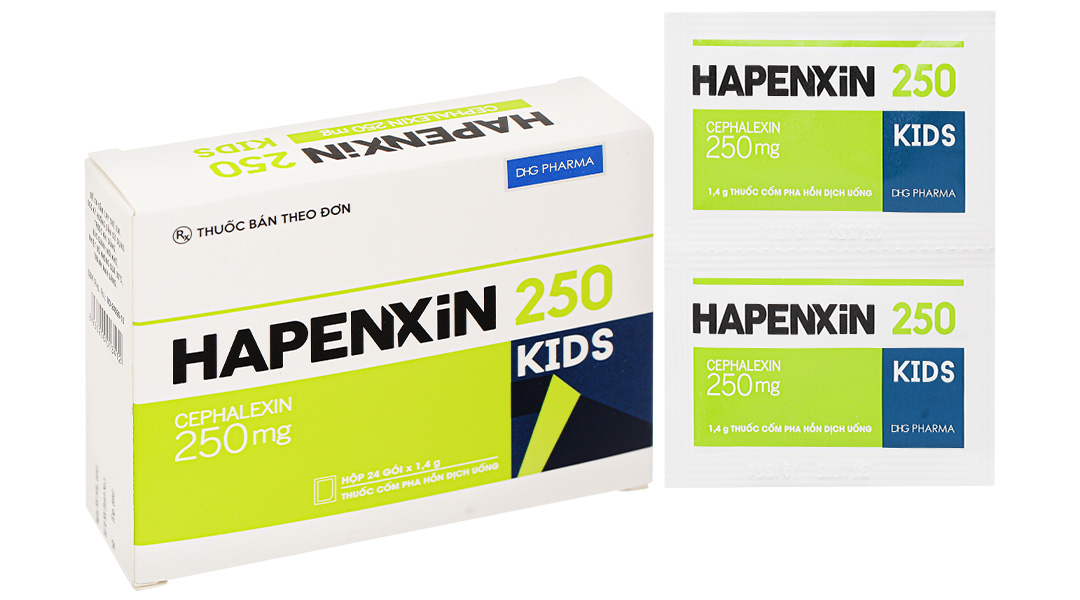 Cốm pha hỗn dịch uống Hapenxin 250 Kids trị nhiễm khuẩn