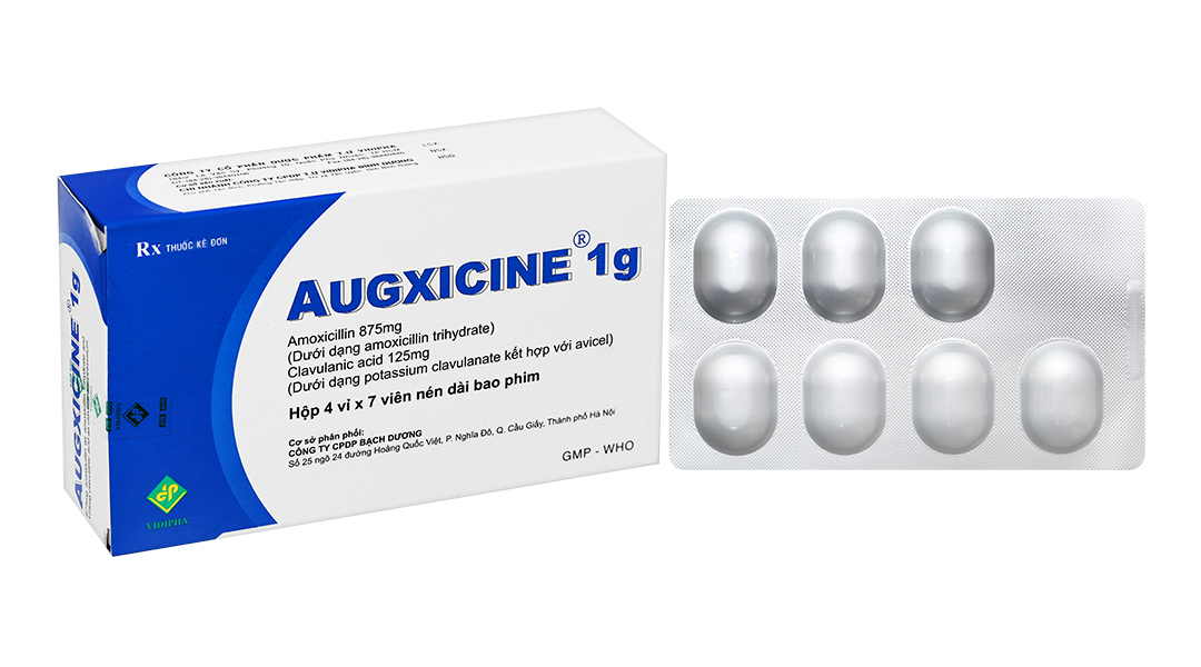 Augxicine 1g trị trong thời gian ngắn các trường hợp nhiễm khuẩn