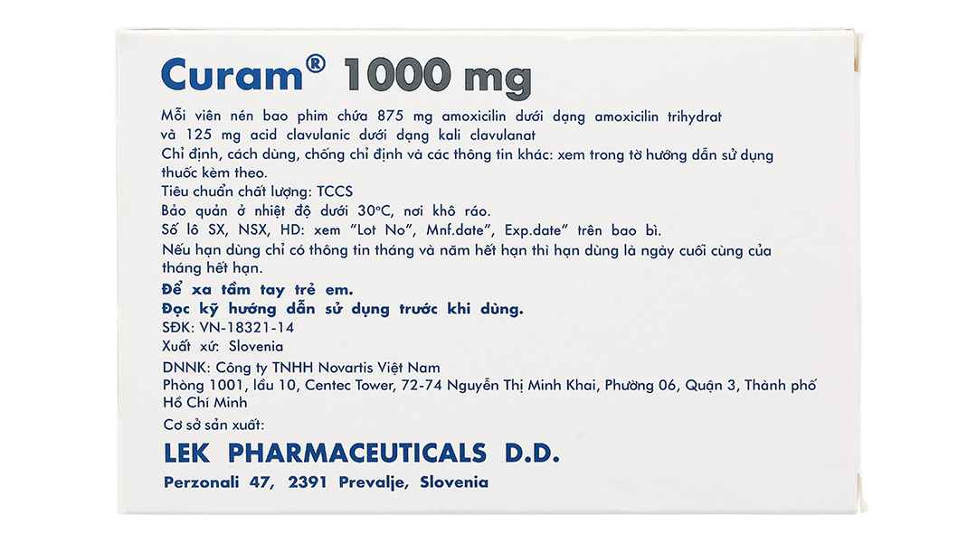 Curam 1000mg trị nhiễm khuẩn