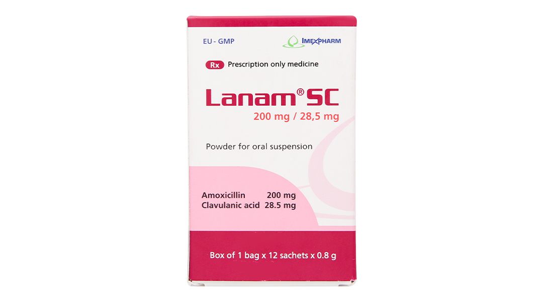 Bột pha hỗn dịch uống Lanam SC 200mg/28,5mg trị nhiễm khuẩn