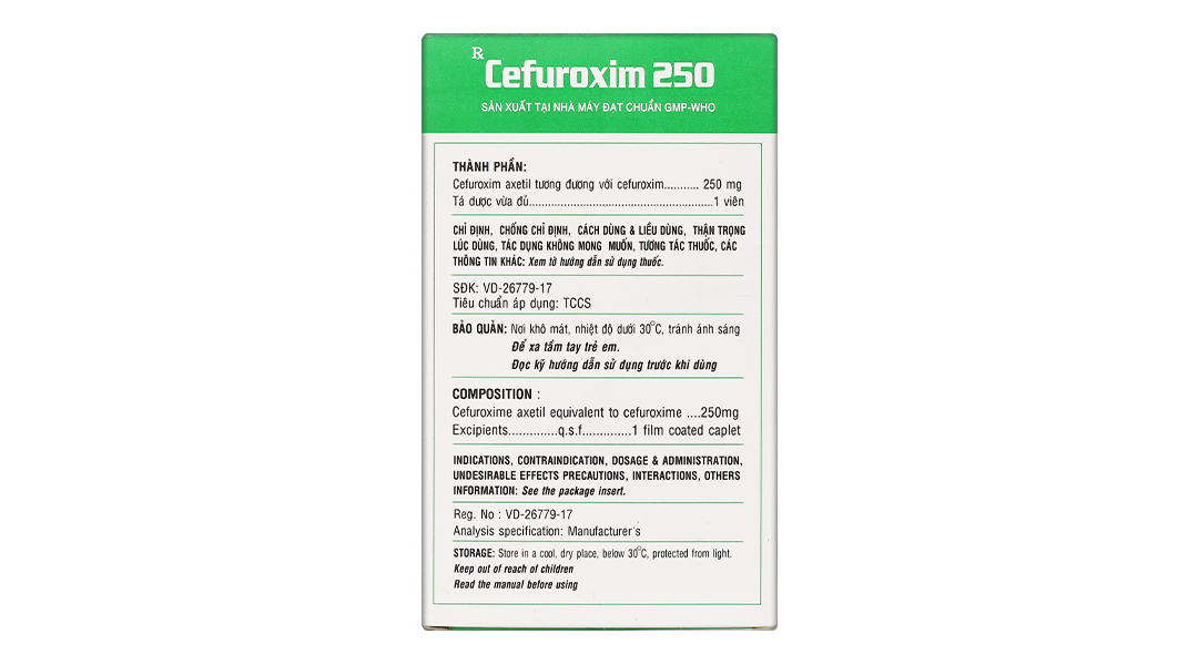 Cefuroxim 250 VPC Pharimexco trị nhiễm khuẩn thể nhẹ đến vừa