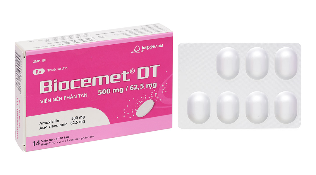 Biocemet DT 500mg/62,5mg trị nhiễm khuẩn do vi khuẩn nhạy cảm