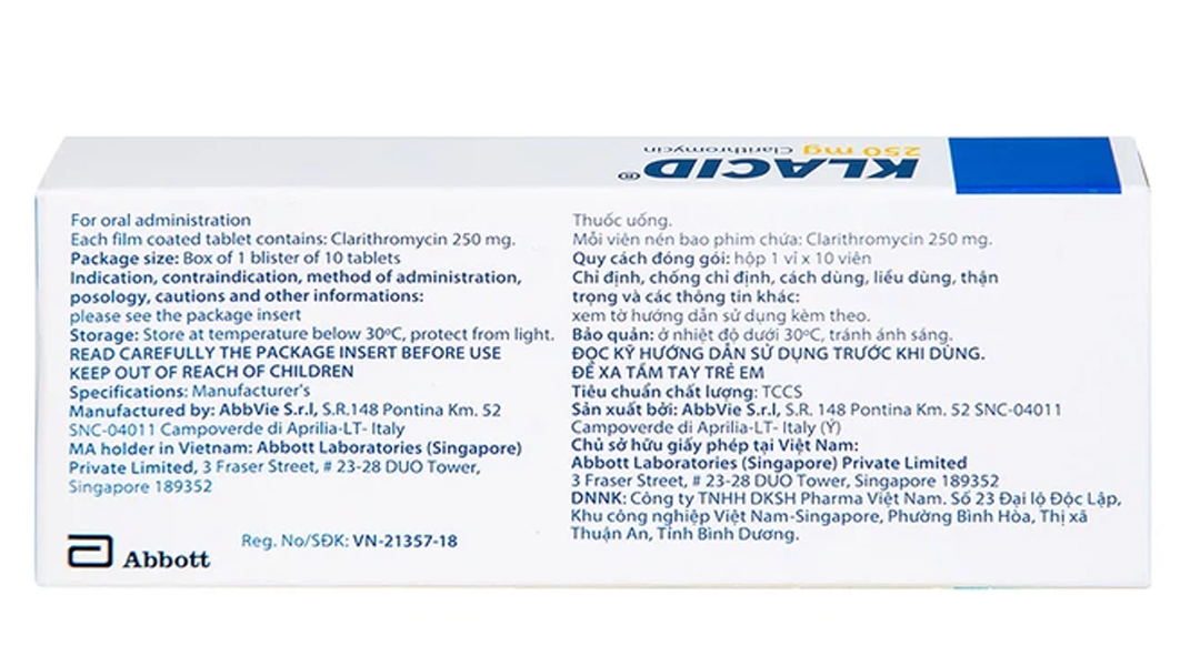 Klacid 250mg trị viêm amidan, viêm tai giữa