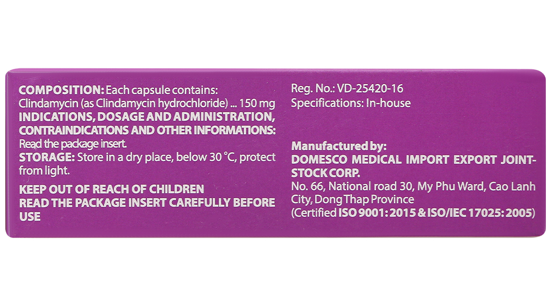 Clindamycin 150mg điều trị nhiễm khuẩn