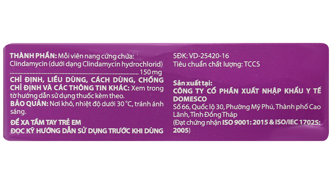 Clindamycin 150mg điều trị nhiễm khuẩn