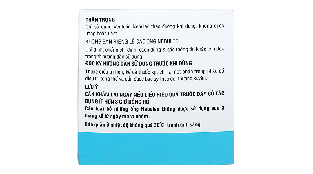 Dung dịch khí dung Ventolin Nebules 2.5mg điều trị, ngừa co thắt phế quản