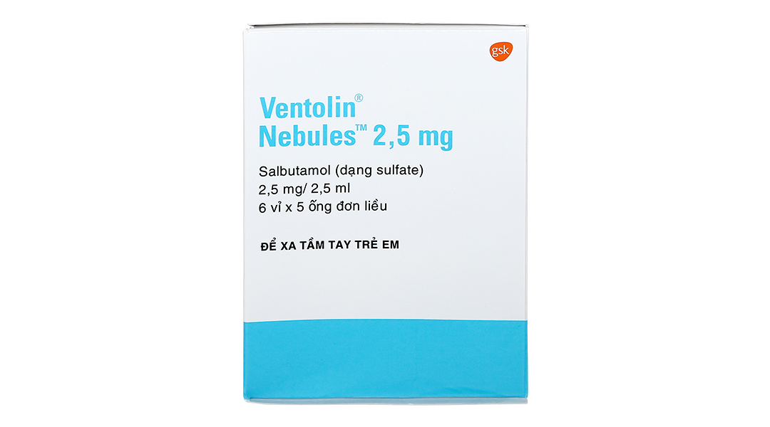 Dung dịch khí dung Ventolin Nebules 2.5mg điều trị, ngừa co thắt phế quản