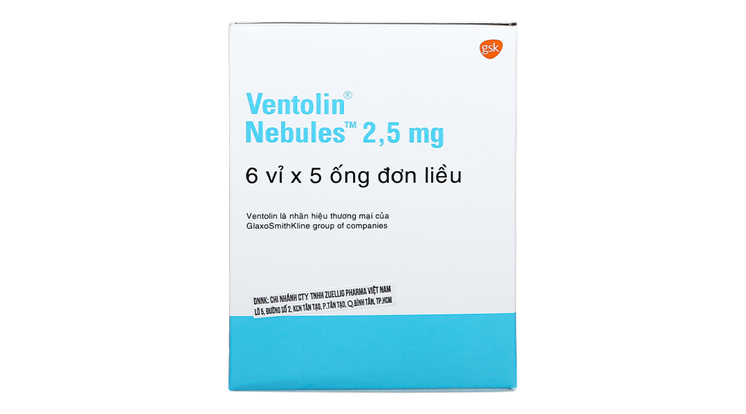 Dung dịch khí dung Ventolin Nebules 2.5mg điều trị, ngừa co thắt phế quản