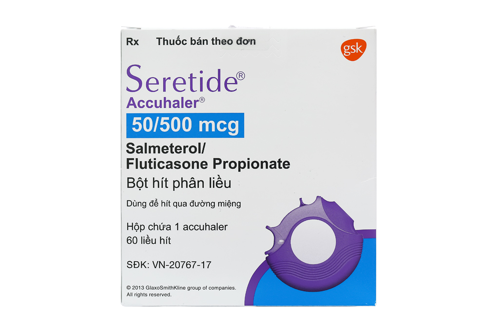Bột hít phân liều Seretide Evohaler 50/500mcg trị hen suyễn