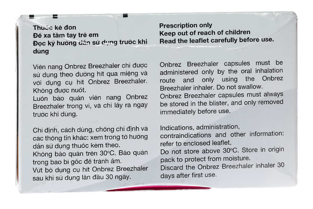 Bột hít Onbrez Breezhaler 150mcg trị tắc nghẽn phổi mãn tính