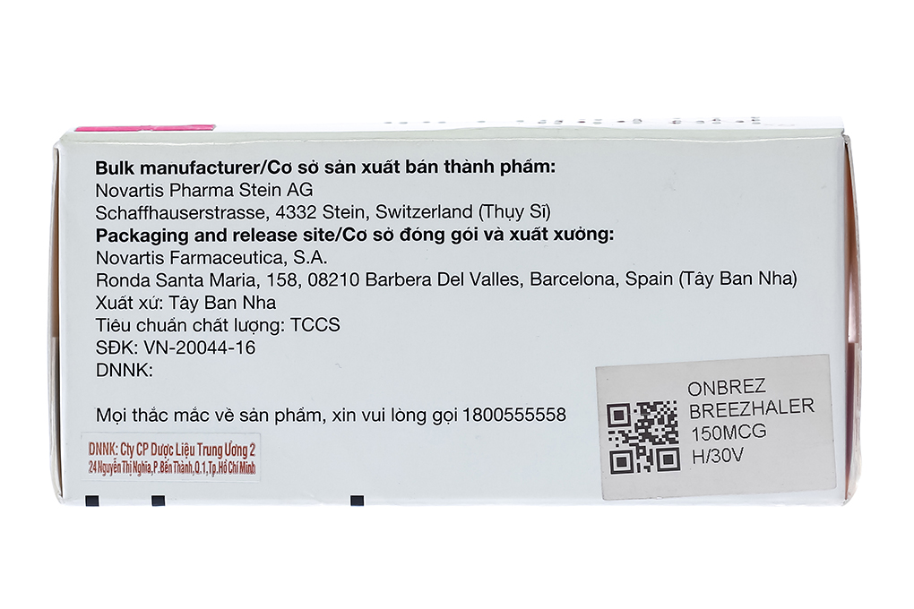 Bột hít Onbrez Breezhaler 150mcg trị tắc nghẽn phổi mãn tính