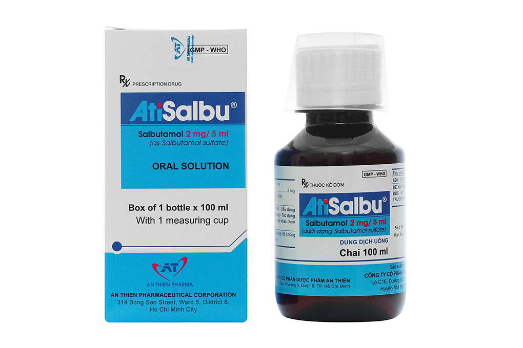 Dung dịch uống AtiSalbu 2mg/5ml trị cơn hen, ngắt cơn co thắt phế quản